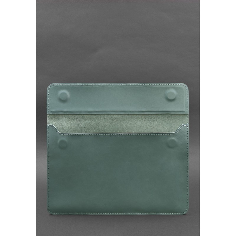 Шкіряний чохол-конверт на магнітах для MacBook 14 Бірюзовий BlankNote