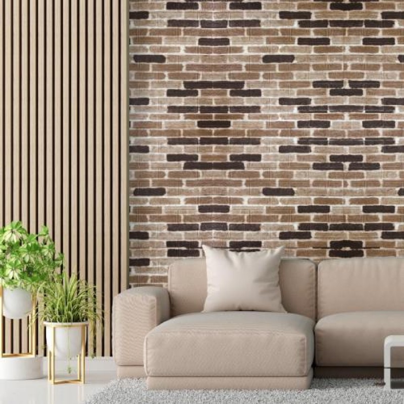 Самоклеюча 3D панель Sticker Wall під графітову цеглу катеринослав 700х770х3мм