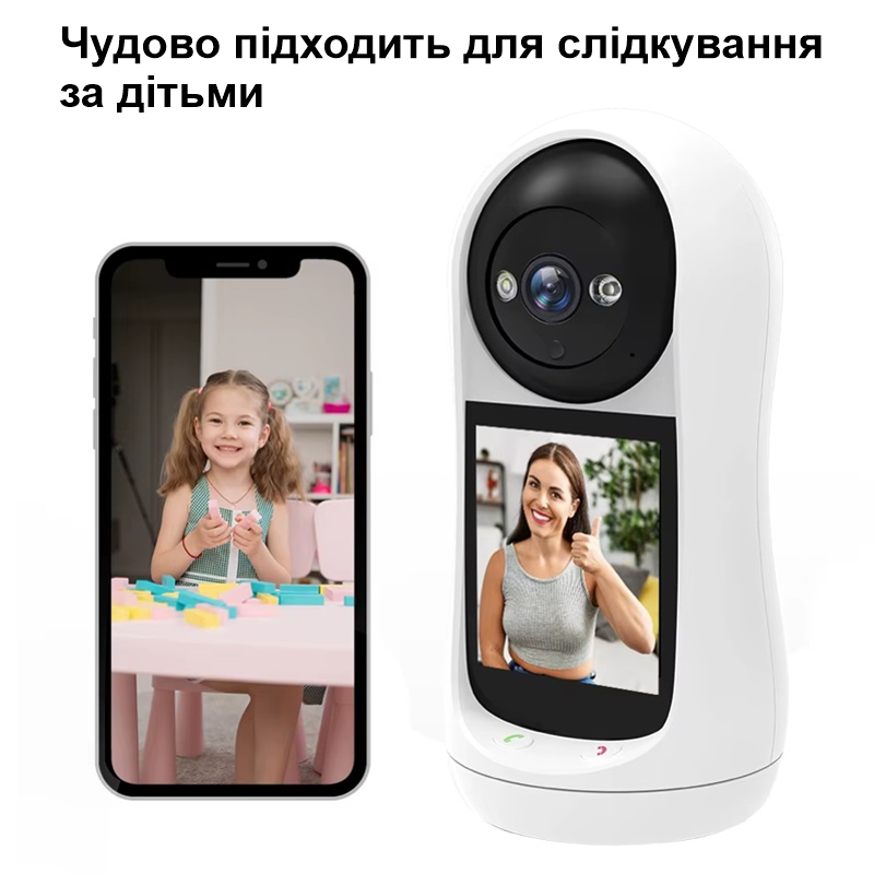 Поворотна wifi камера з екраном - відеофон із охоронними функціями Nectronix V5, ICSee app