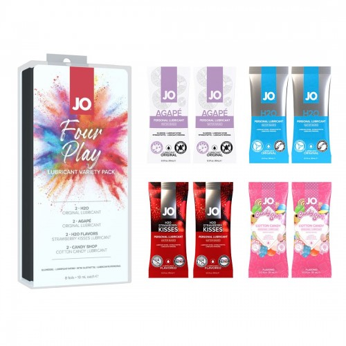 Набір змазок на водній основі System JO Four Play (8×10мл) Original, Agapé, Strawberry, Cotton Candy в інтернет супермаркеті PbayMarket! Набір змазок на водній основі System JO Four Play (8×10мл) Original, Agapé, Strawberry, Cotton Candy в інтернет супермаркеті PbayMarket!