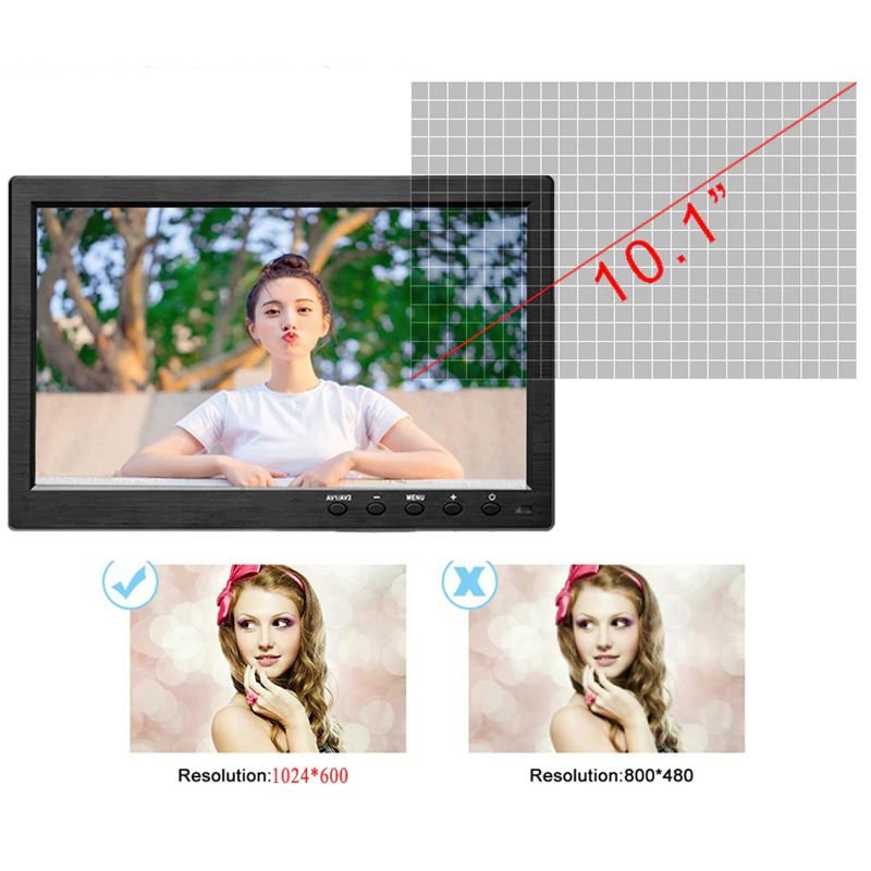 Автомобільний монітор в машину 10 дюймів для камери заднього виду Podofo K101, 1024х600, AV, HDMI, VGA