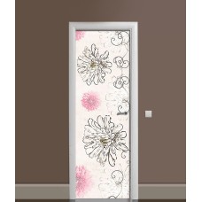 Наклейка на двері Zatarga «Ідеальні хризантеми» 650х2000 мм вінілова 3Д наклейка декор самоклеюча