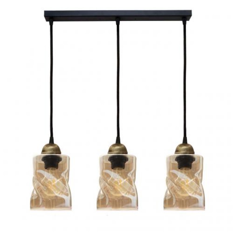 Світильник підвісний MSK Electric Tornado на планці під три лампи Е27 PL 20245-3 BK Чорно-бронзовий (619281)