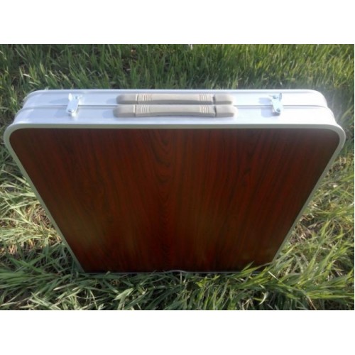 Розкладний стіл посилений Easy Campi для пікніка зі стільцями набір у валізі Коричневий+Мангал Розкладний стіл посилений Easy Campi для пікніка зі стільцями набір у валізі Коричневий+Мангал