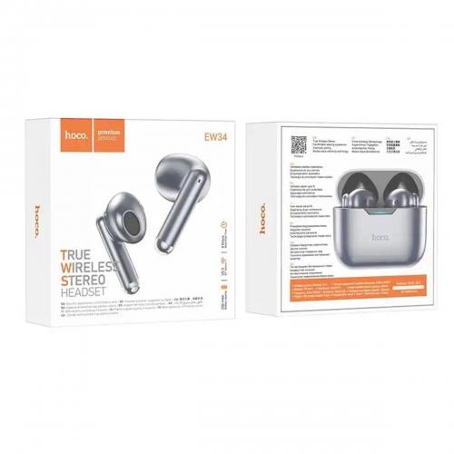 Навушники Hoco EW34 Full true wireless BT headset Metal Gray