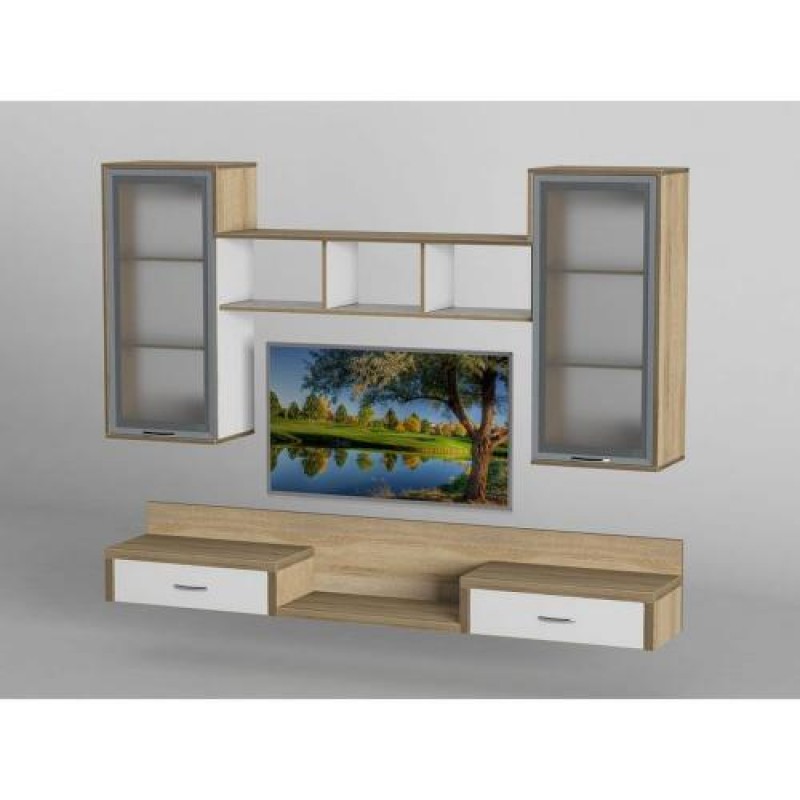 Стінка в вітальню Тиса Мебель Вітальня-215 Сонома Білий 1200x316x1950 мм