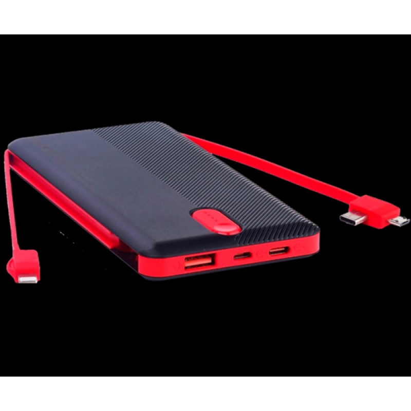 Зарядна батарея Sword SW-20PO3 20000mAh Micro USB Lightning Type-C Чорно-червоний (2567462087)