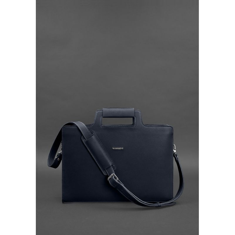 Жіноча шкіряна сумка для ноутбука та документів BlankNote 15 Dark Blue (BN-BAG-36-navy-blue)