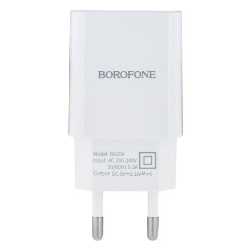 Мережеве заряджання Borofone BA20A 2.1A адаптер 1 USB + кабель Type C Білий Мережеве заряджання Borofone BA20A 2.1A адаптер 1 USB + кабель Type C Білий