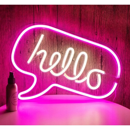 Настінний неоновий світильник-нічник Angel HELLO 43*31 см Настінний неоновий світильник-нічник Angel HELLO 43*31 см