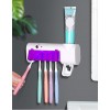 Диспенсер зубної пасти та стерилізатор з тримачем для щіток акумуляторний Micro Clean JX008 Toothbrush Sterilizer Білий з Фіолетовим