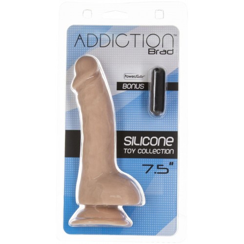 Вигнутий фалоімітатор на присосці ADDICTION — BRAD 7,5″ Dildo With Balls, Beige в інтернет супермаркеті PbayMarket!