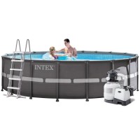 Каркасний басейн Intex 26330, 549 x 132 см (7 900 л/год, драбина, тент, підстилка)