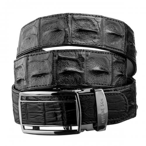 Ремінь-автомат CROCODILE LEATHER із натуральної шкіри крокодила каймана Чорний (18236) Ремінь-автомат CROCODILE LEATHER із натуральної шкіри крокодила каймана Чорний (18236)