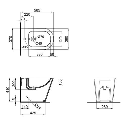 Біде підлогове Qtap Stork QT15443378W QT15443378W