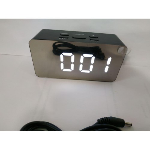 Годинники дзеркальні електронні настільні UKC DS-3658L - USB кабель + батареї (Чорний корпус - біле підсвічування)