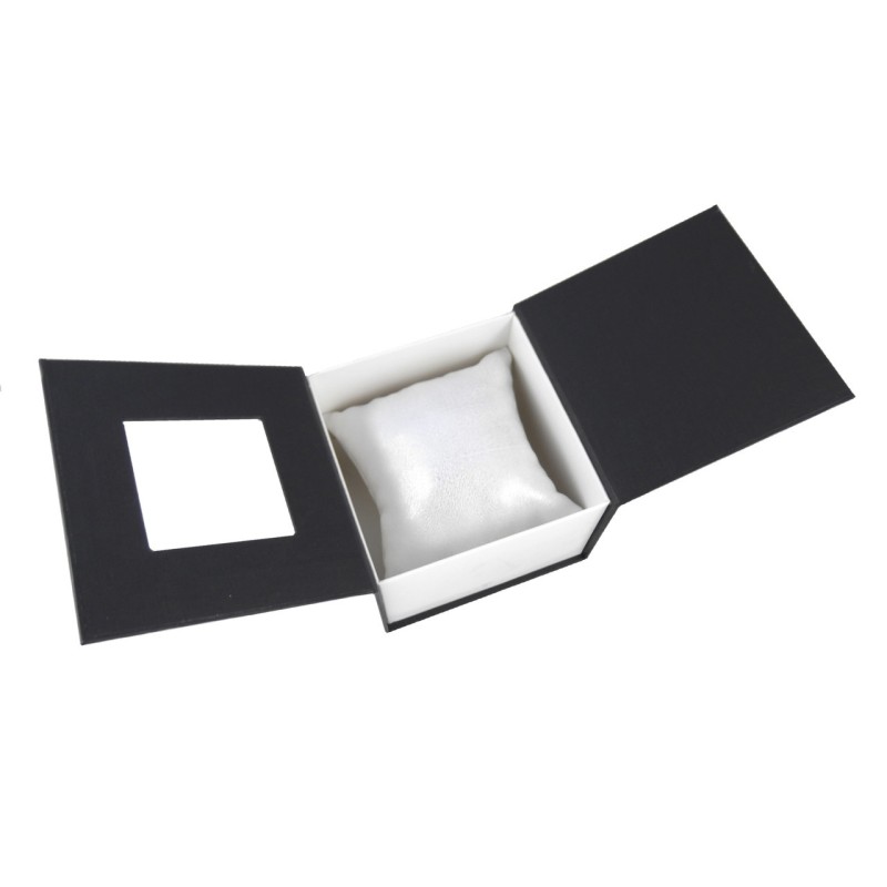 Подарункова упаковка - коробка для годинника Emporio Armani чорний з білим (IBW108-6)