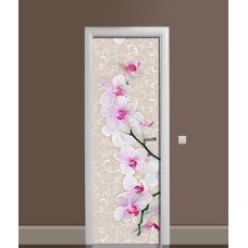 Наклейка на двері Zatarga «Бронзовий вензель та орхідеї» 650х2000 мм вінілова 3Д наклейка декор самоклеюча