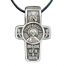 Хрест натільний посріблений Silvering Валерій Святий Мученик Валерій Севастійський 3х1,8х0,2 см (19539)
