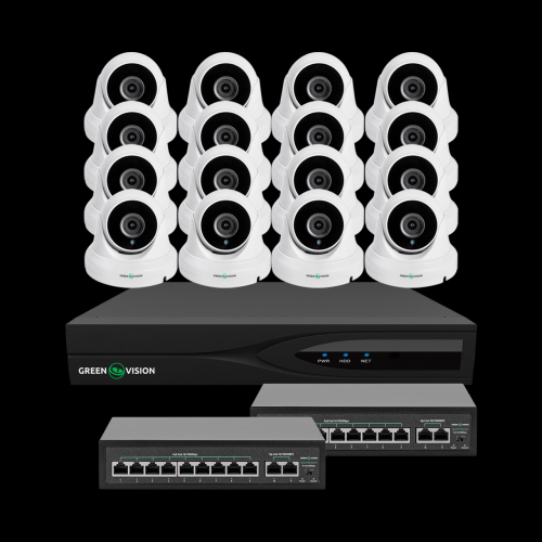 Комплект відеоспостереження на 16 камер GreenVision GV-IP-K-W83/16 5MP