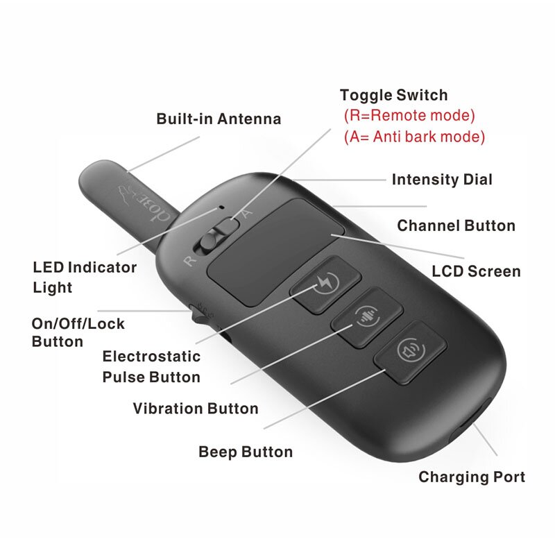 Електронний ошийник для собаки для дресирування + антилай 2 в 1 Dobe DB 500, червоний ремінець