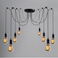 Світильник-павук підвісний на 8 лампочок MSK Electric чорний NL149-8