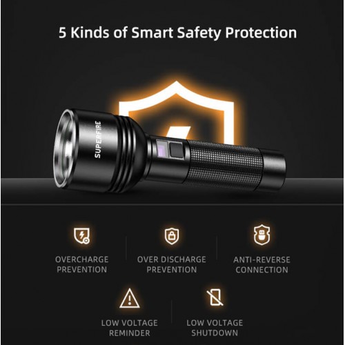 Ліхтар ручний акумуляторний SuperFire D18 3350 Lumen IP44 Black Ліхтар ручний акумуляторний SuperFire D18 3350 Lumen IP44 Black
