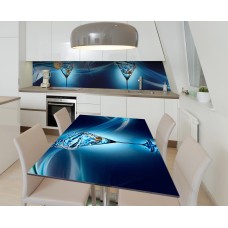 Наклейка 3Д вінілова на стіл Zatarga «Бірюзовий мартіні» 650х1200 мм для будинків, квартир, столів, кав'ярень.