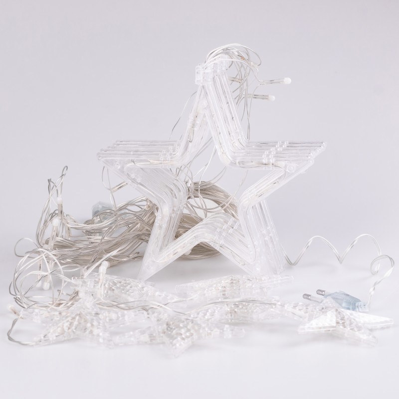 Гірлянда-штора Lugi Зірки розмір 3*0,7м 12 фігур білий (1733055W)