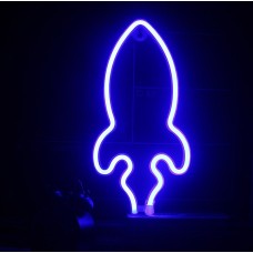 Настінний неоновий світильник нічник Ракета синя Angel