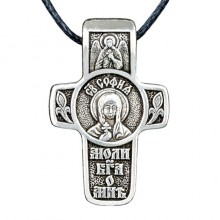 Хрест натільний срібний Silvering Софія Свята Мучениця Софія Римська 3х1,8х0,2 см (19589)