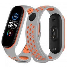 Ремінець Double Color Metal Clasp для Xiaomi Mi Band 5/6 Grey-Orange
