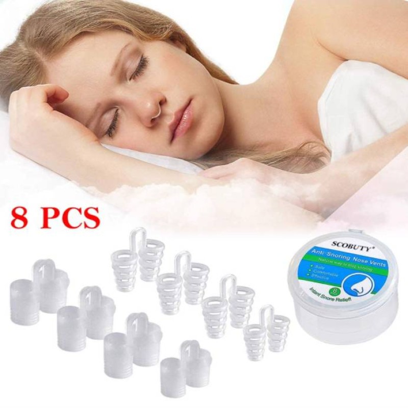 Антихропіння кліпса від хропіння в ніс - носовий розширювач від хропіння - набір з 8 шт (циліндри + спіралі) у футлярі