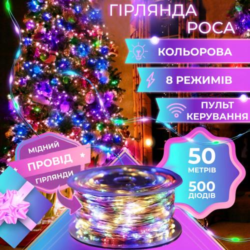 Гірлянда Lugi Роса нитка 500 LED довжина 50м з пультом від мережі мультиколор (1733033ML) в інтернет супермаркеті PbayMarket!