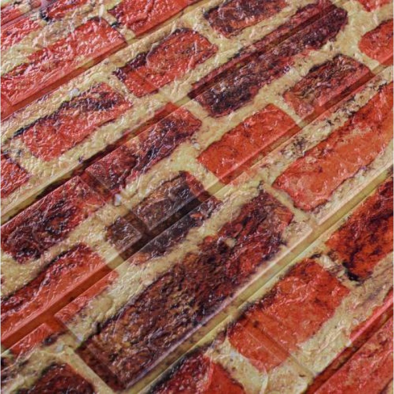 Самоклеюча декоративна 3D панель під червоно-коричневу катеринославську цеглу 3D Loft 700x770x5мм (044-5)