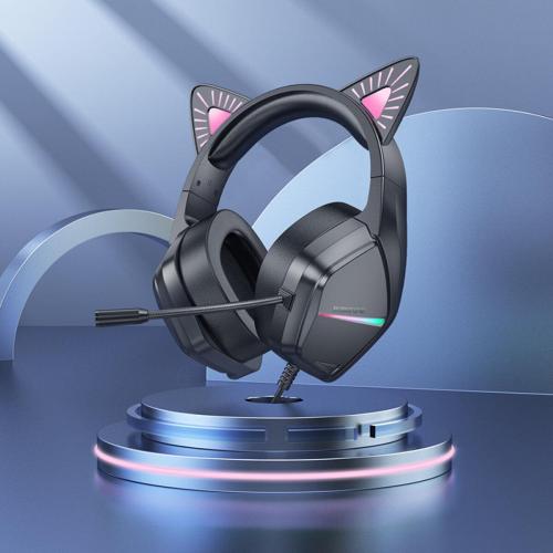 Навушники Borofone BO106 Cute cat ear luminous gaming 2 м Phantom Cat