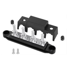 Розподільний блок з шиною Bus Bar з 4-ма шпильками М10 для з'єднання кабелів 12-48V DC, до 250A (чорний)