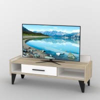 Тумба під телевізор Тиса Мебель ТВ-313 Дуб сонома Білий 55x44x140 см Тумба під телевізор Тиса Мебель ТВ-313 Дуб сонома Білий 55x44x140 см