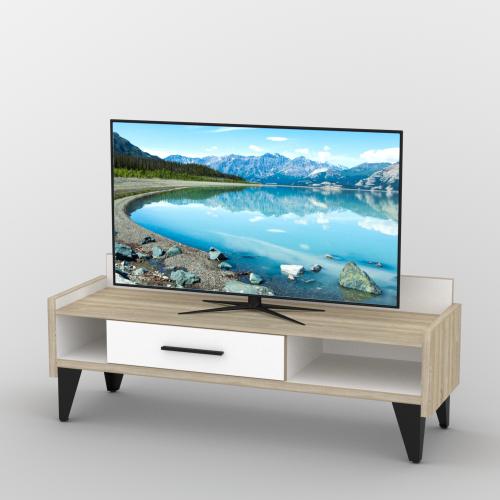 Тумба під телевізор Тиса Мебель ТВ-313 Дуб сонома Білий 55x44x140 см Тумба під телевізор Тиса Мебель ТВ-313 Дуб сонома Білий 55x44x140 см