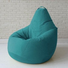 Безкаркасне крісло мішок груша з внутрішнім чохлом Coolki Велюр Морська хвиля XXL130x90