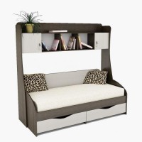 Дитяча кровать з надбудовою Тиса Мебель Вектор Венге Дуб молочний 193x86x197.2 см Дитяча кровать з надбудовою Тиса Мебель Вектор Венге Дуб молочний 193x86x197.2 см