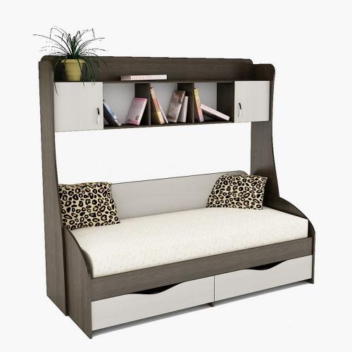 Дитяча кровать з надбудовою Тиса Мебель Вектор Венге Дуб молочний 193x86x197.2 см Дитяча кровать з надбудовою Тиса Мебель Вектор Венге Дуб молочний 193x86x197.2 см