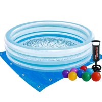 Дитячий надувний басейн Intex 58467-2 «Блакитне щастя», 147 х 33 см, з кульками 10 шт, підстилкою, насосом