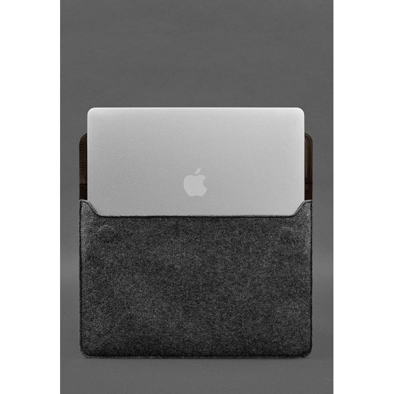 Чохол-конверт із клапаном шкіра+фетр для MacBook 14 Темно-коричневий Crazy Horse BlankNote
