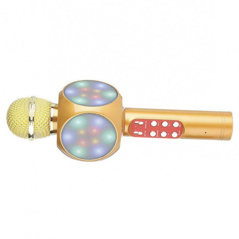 Бездротовий портативний мікрофон Micgeek WS-1816 для караоке з підсвічуванням Bluetooth Gold (3269-9590)