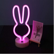 Настільний неоновий нічник Зайчик рожевий Angel