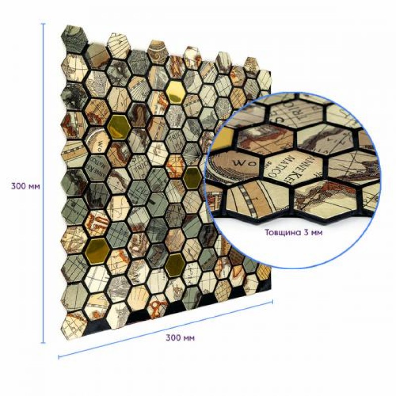 Самоклеюча алюмінієва плитка Sticker Wall 300х300х3 мм Різнокольоровий (SW-00001934)
