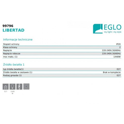 Настінний світильник Eglo Libertad 14x16.5x24 см Бежево-чорний (EG99796) Настінний світильник Eglo Libertad 14x16.5x24 см Бежево-чорний (EG99796)