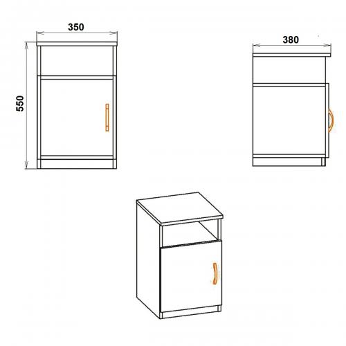 Тумбочка нічна Компанит ПКТ 1 Вільха Тумбочка нічна Компанит ПКТ 1 Вільха