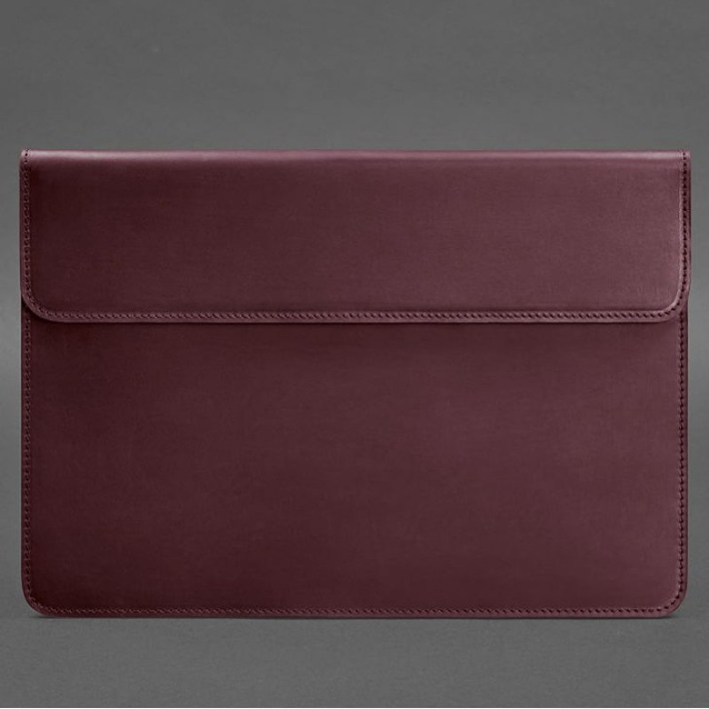 Шкіряний чохол-конверт на магнітах для ноутбука Універсальний Бордовий Crazy Horse BlankNote